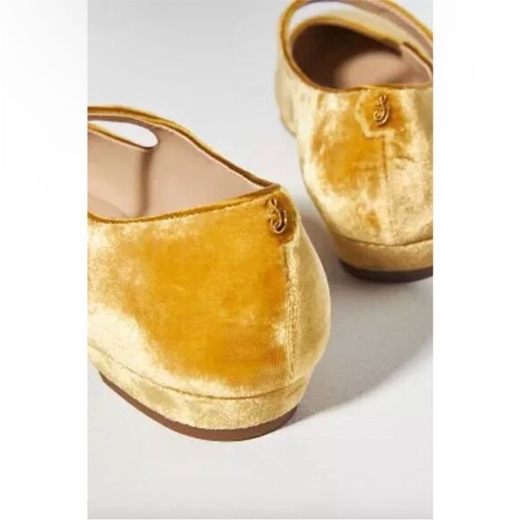 Revolve Sam Edelman Jene Mary Jane Gold Velvet Pointed Toe Flats NWOT - Picture 3 of 12